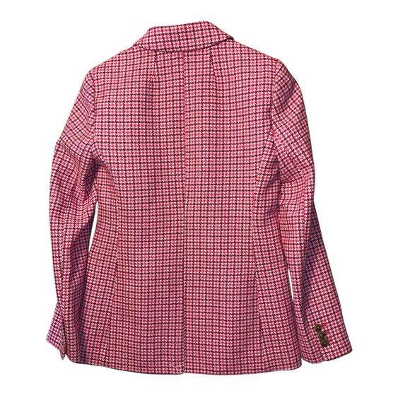 J Crew Houndstooth Blazer Pink Career Jacket Business Casual Wool Blend Womens 0 - Picture 2 of 9